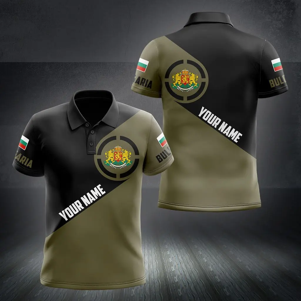 Bulgaria Flag & Coat of Arms Customized Polo Shirts Summer Casual Streetwear Men's Fashion Loose Jersey Plus Size Sportswear