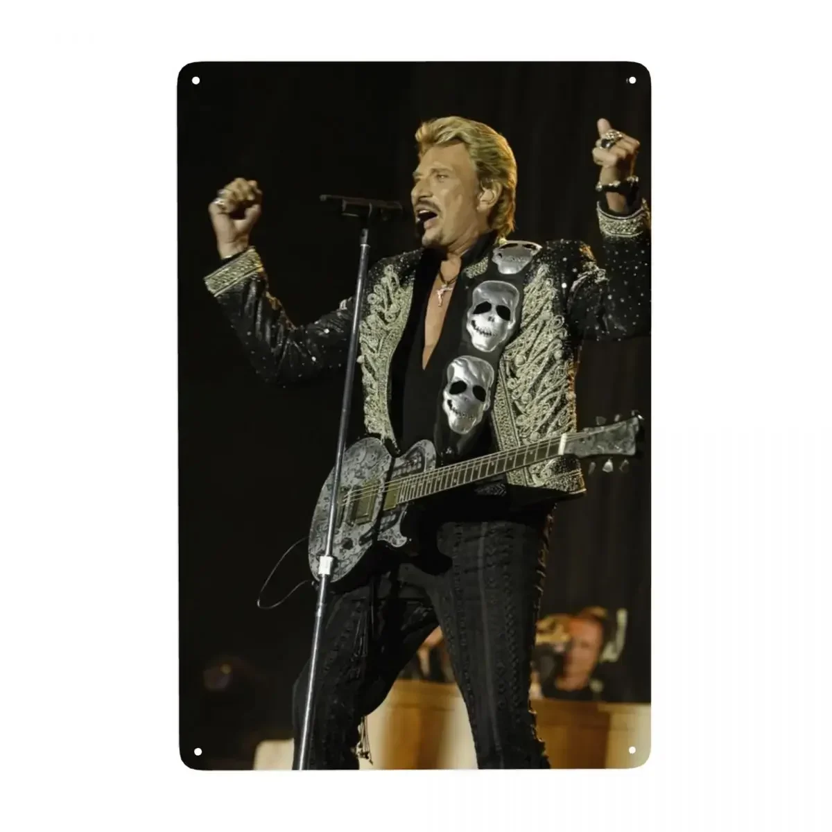 Motorcycle Johnny Hallyday Sign Retro French Rock Singer Metal Plaques for Club Cafe Restaurant Man Cave Bar Wall Decor