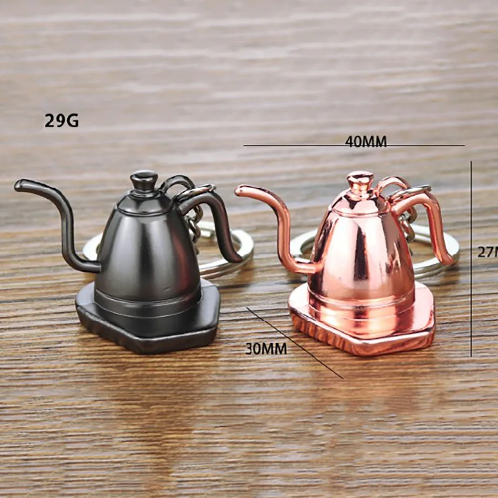 Metal 3D Creative Coffee Keychain Mini Cute Moka Pitcher Keyring Creative Accessories Coffee Handle Keyring Birthday Gift