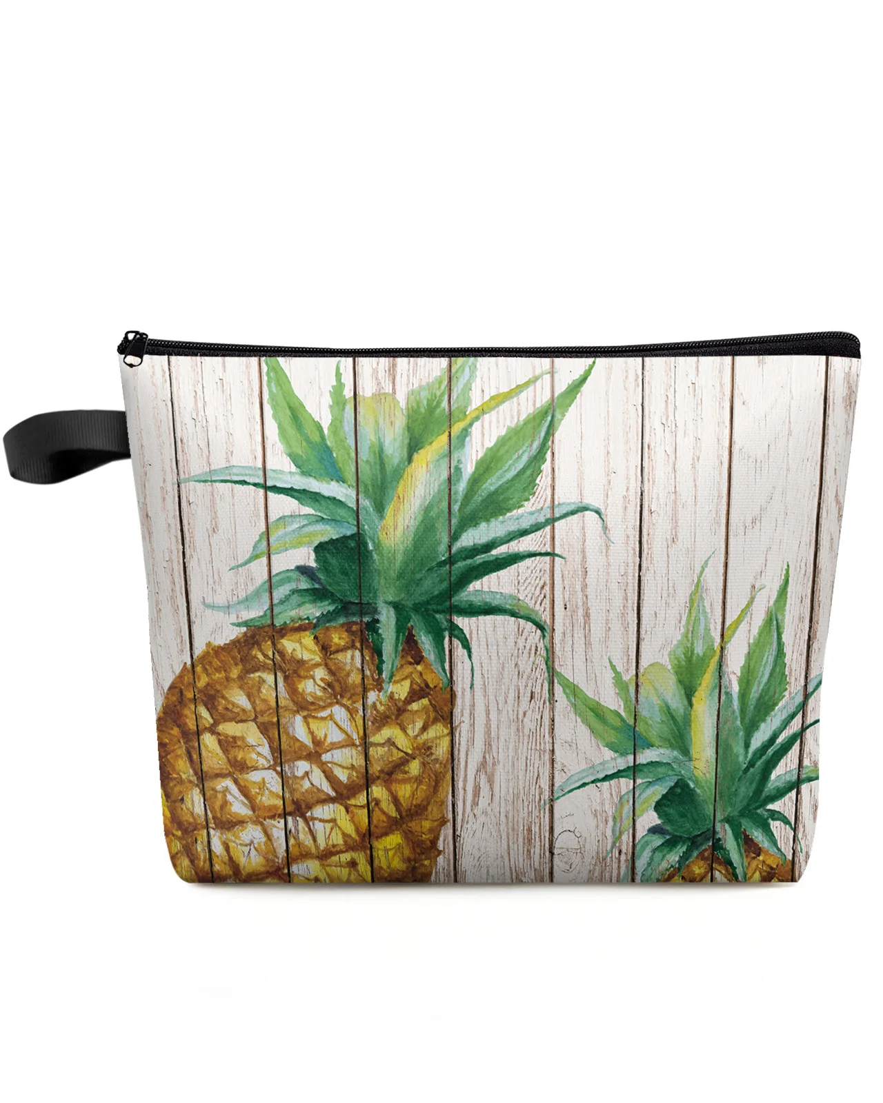 Vintage Wood Grain Tropical Fruit Pineapple Makeup Bag Pouch Travel Essentials Women Cosmetic Bags Organizer Storage Pencil Case