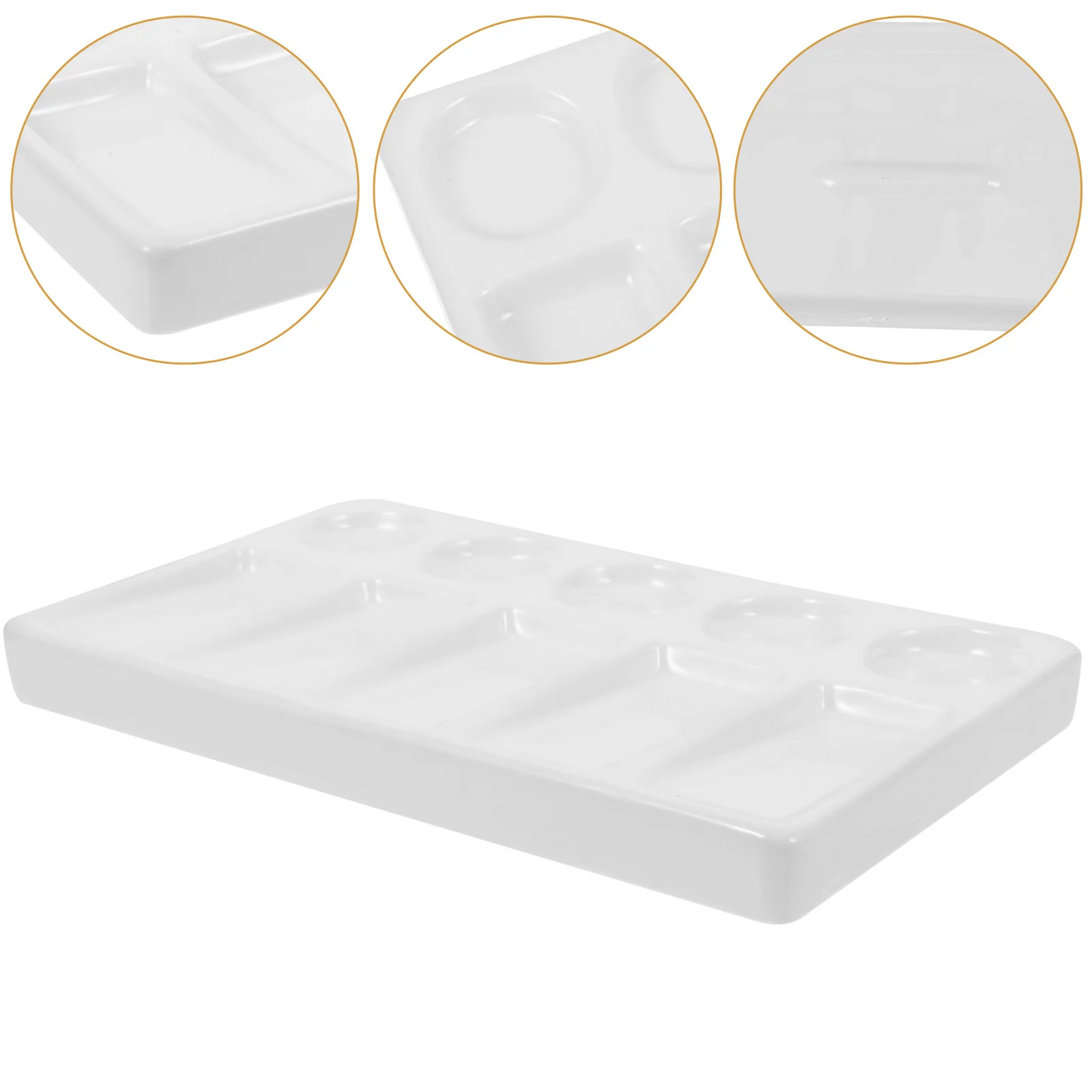 

10-Well Rectangular Plastic Palette White Color Super Easy Clean Watercolor Acrylic Gouache Oil Paint Mixing Tray