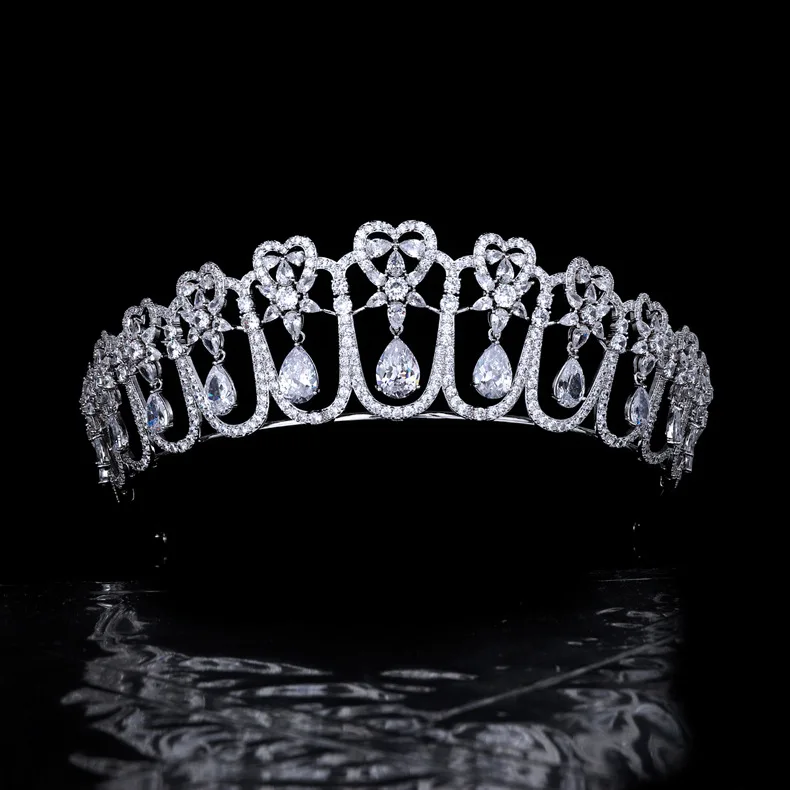ByI New Retro Exquisite Water Drop Shape Light Luxury Women's Tiara Jewelry Suitable for Wedding Travel Ball Birthday Gift H-83