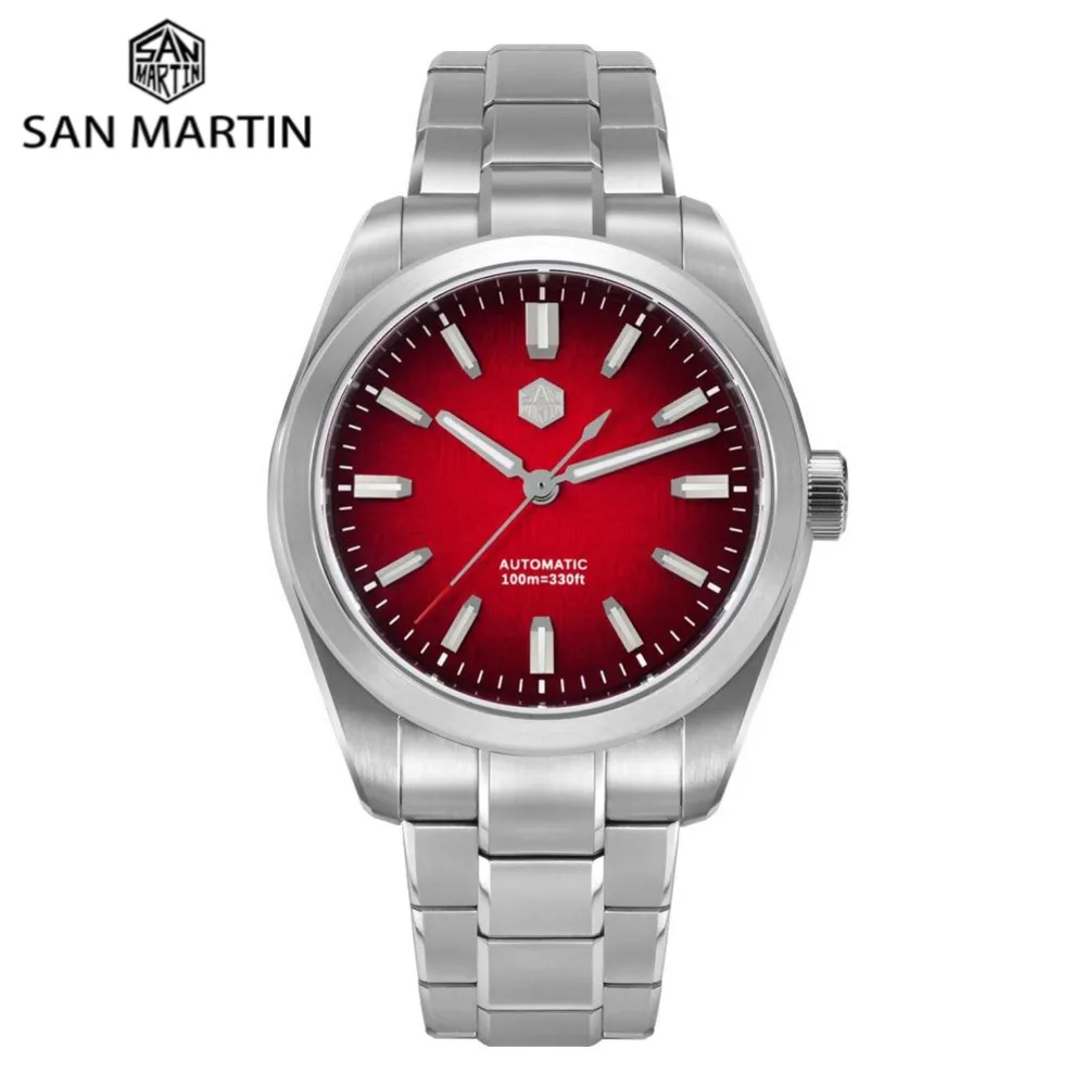 San Martin 39mm 9039 Enamel Gradient Chinese Character Fu Pattern Dial Men Mechanical Watch Original Swim BGW-X1 SN0144GX-1
