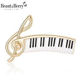 Beaut&Berry Classic Enamel Piano Note Brooches for Women Unisex Music Pins Casual Party Accessories New Gifts Friends Decoration