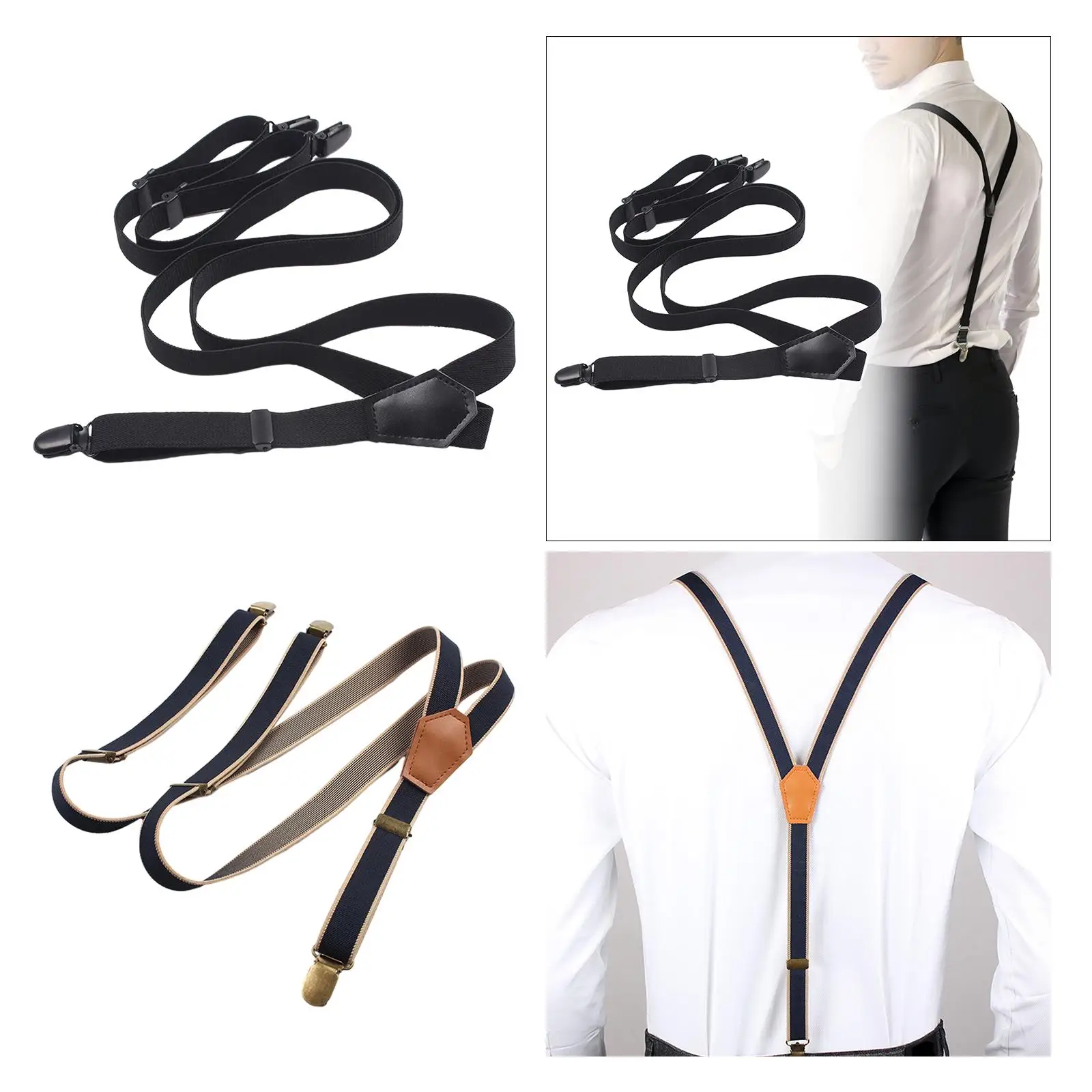 Men's Suspenders with 3 Clips Trousers Braces Elastic Wide Suspenders for Business Pants Costume Party Father/husband's Gift