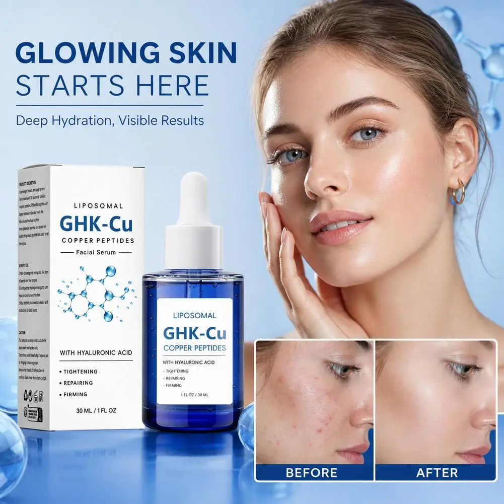 Liposomal GHK-Cu Copper Peptides Facial Serum Skin Brightening Dark Spot Reduction Intense Moisturizing Firming Boost Face Care