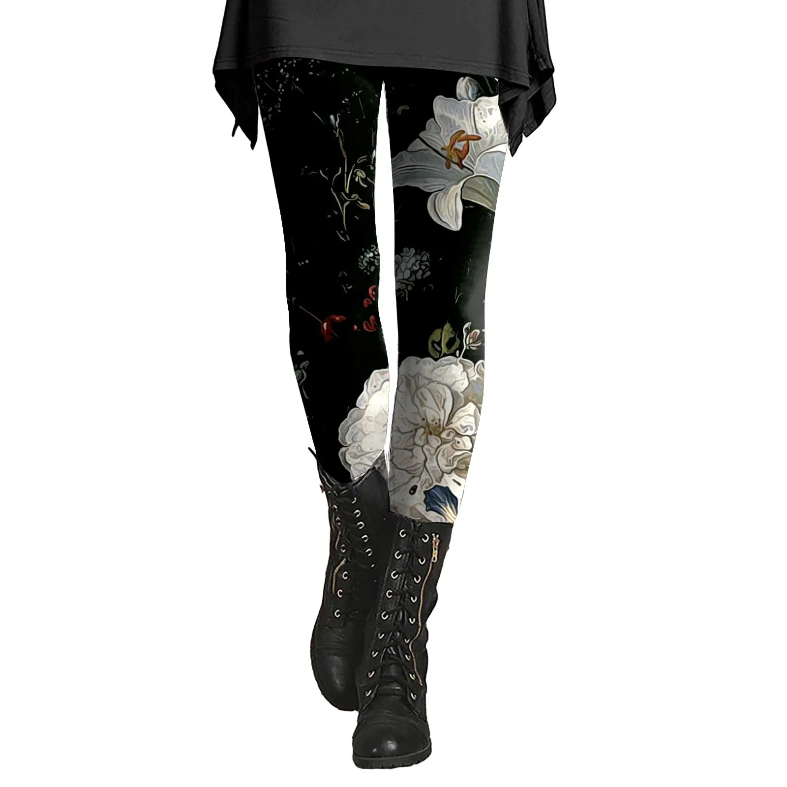 Fashion Leggings Sexy Casual Highly Elastic Chic Flower Print Leg Warmer Fit Most Sizes Leggins Pants Trousers Woman's Leggings