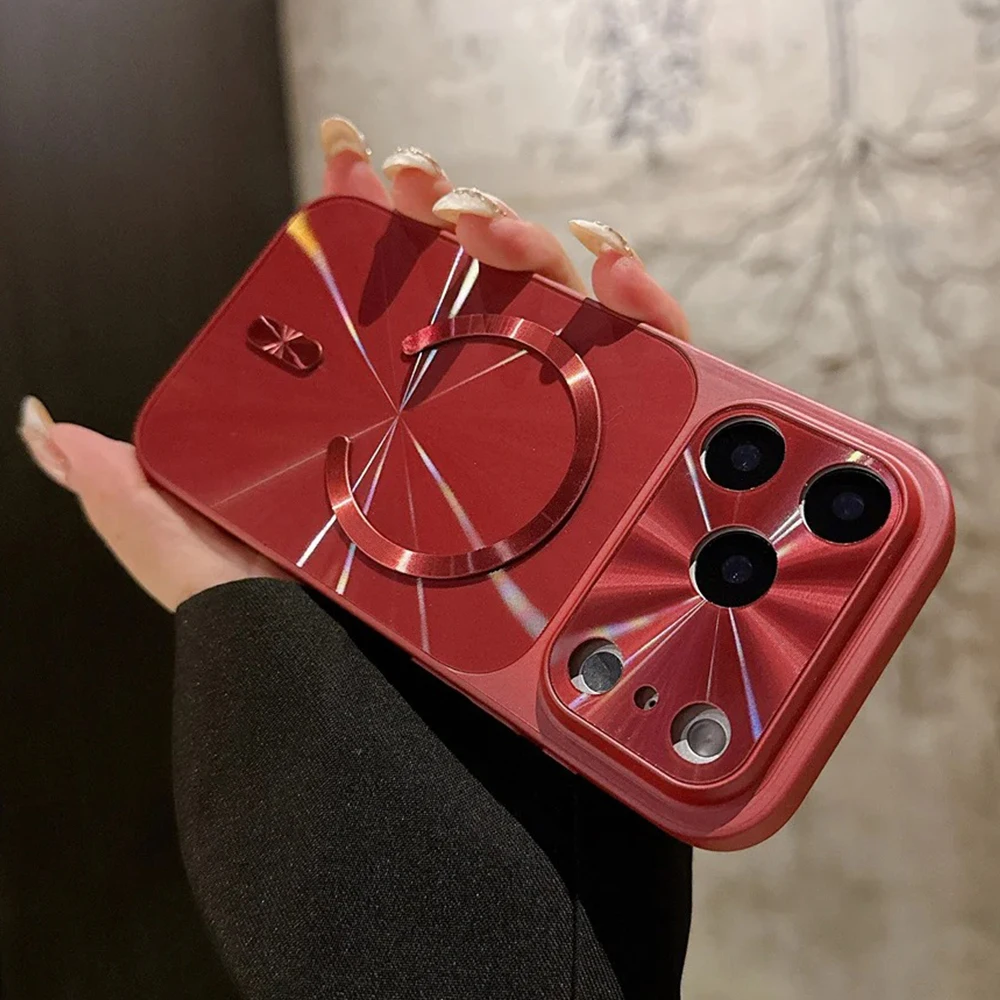 Luxury Glitter Laser Magnetic Phone Case for iPhone 17 16 15 14 13 Pro Max 17Pro Shockproof Cases for iPhone17 16 Pro Max Cover