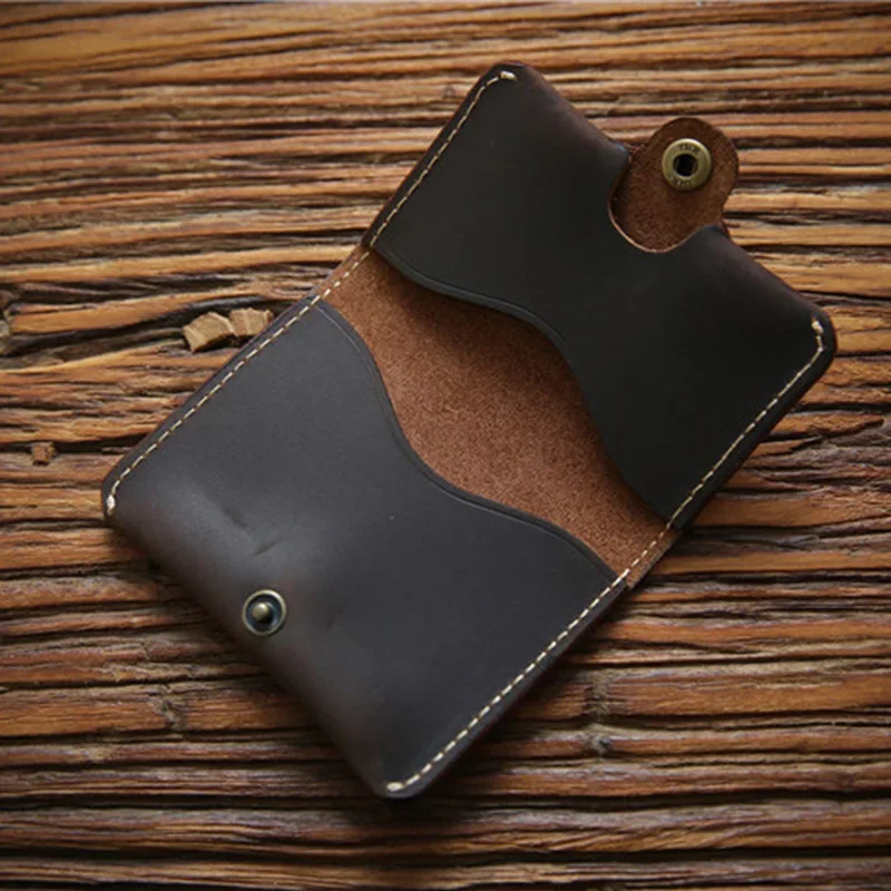 크레이지 호스 가죽 남성용 지갑 레트로 수제 소형 지갑 암소 가죽 브랜드 디자이너 미니멀리스트 지갑 Portomonee Mens Wallet