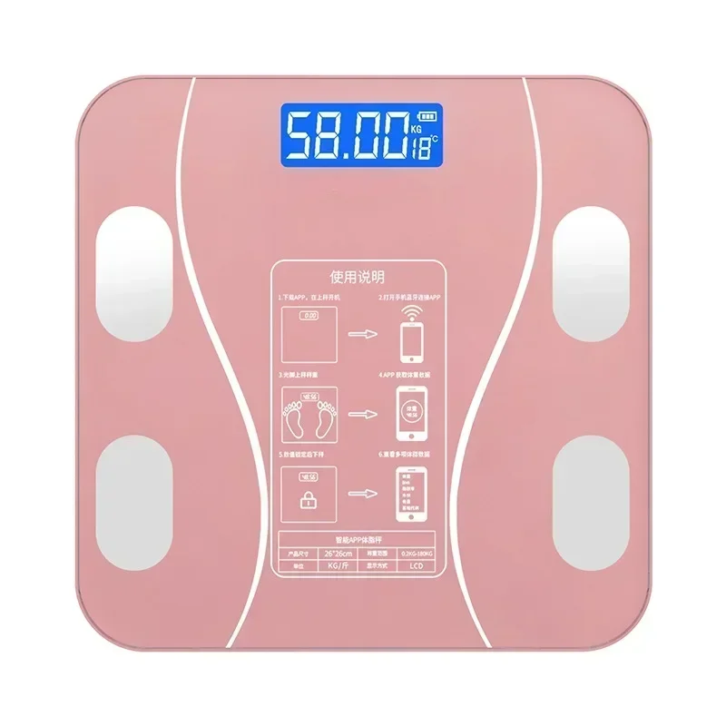 Body Fat Scale USB Charging Smart Wireless Digital Bathroom Weight Scale Body Composition Analyzer With Smartphone App Bluetooth