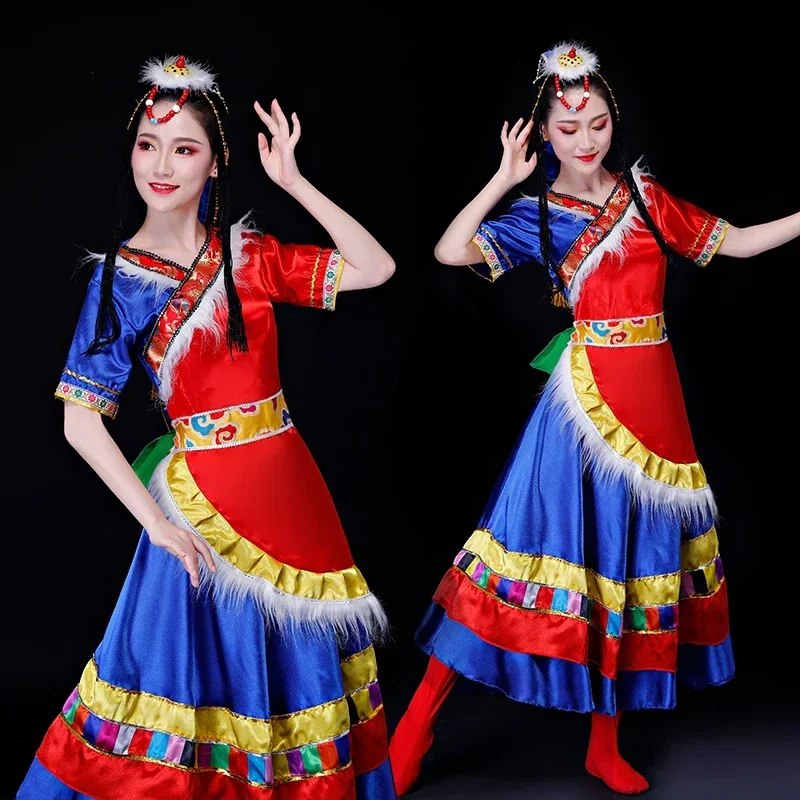 High quality Tibetan dance performance costumes Ethnic minority dance performance costumes Xizang Zhuoma Square dance suit