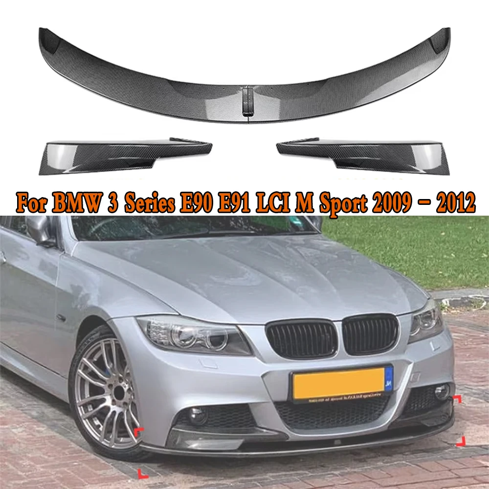 Parachoques delantero de coche, difusor divisor de labio, Kits de carrocería, alerón, Protector de parachoques para BMW Serie 3 E90 E91 LCI M Sport