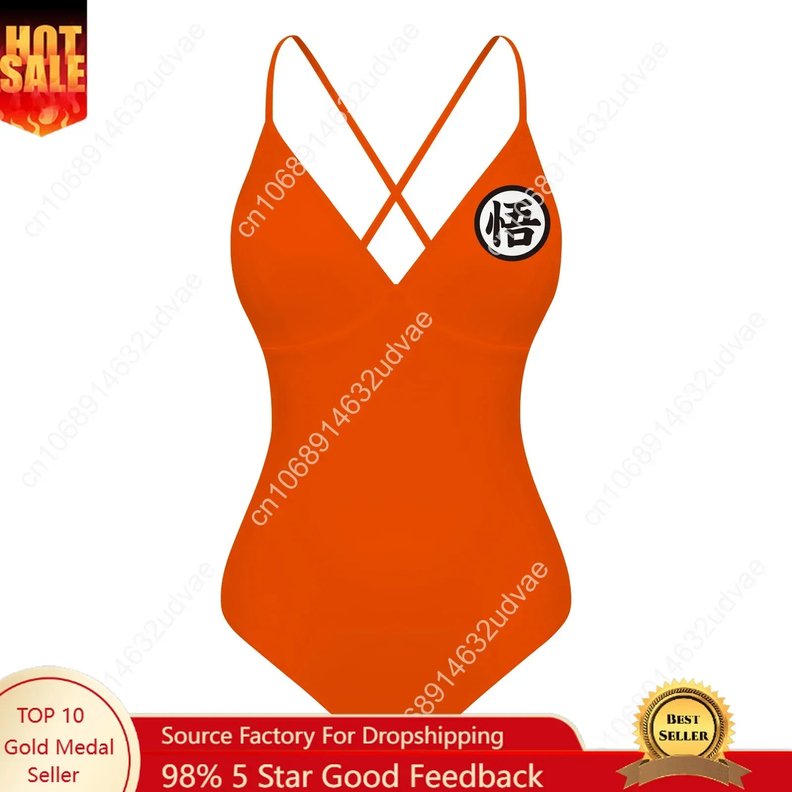 Hot Dragon Master Goku Logo V-neck Halter Back Swimsuit Womens Bathing Suits Personalized Bikini Swimwear Custom Made Beachwear