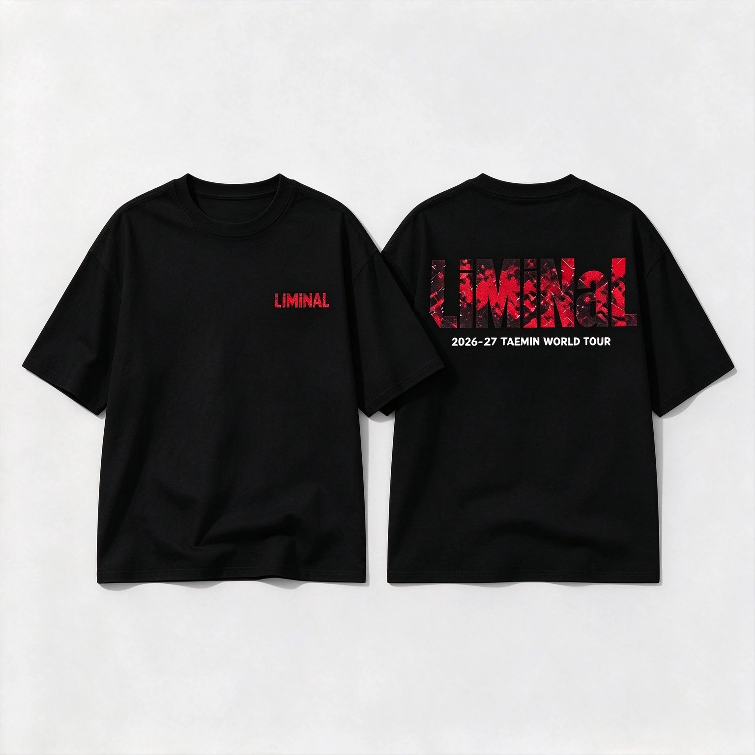 2026‑2027 Taemin LiMiNaL World Tour Family Matching Oversized Unisex Streetwear T Shirt Liminal Red Front Back Print Cotton Tee