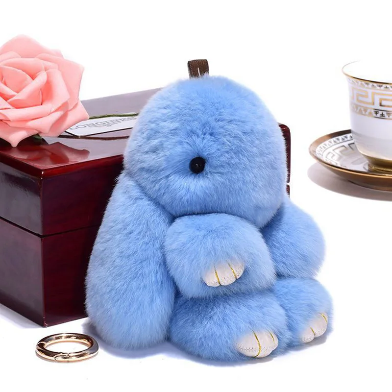 Leuke Pluff Bunny Sleutelhanger Vrouwen Bont Pom Pom Engel Konijn Sleutelhanger Haas Pluche Poppen Speelgoed Meisjes Tas Autosleutel Hanger Kinderen Kerstcadeau