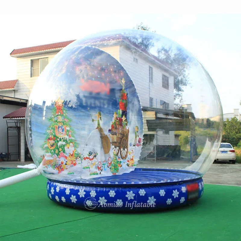 Hermosa cabina de fotos inflable de globo de nieve de Navidad de PVC transparente para tomar fotos