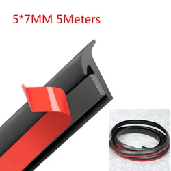 5M 5MMx7MM T-Type Rubber Sealing Strip Black Universal Front Bumper Spoiler Lips Car Bumper Lip Protection Stickers