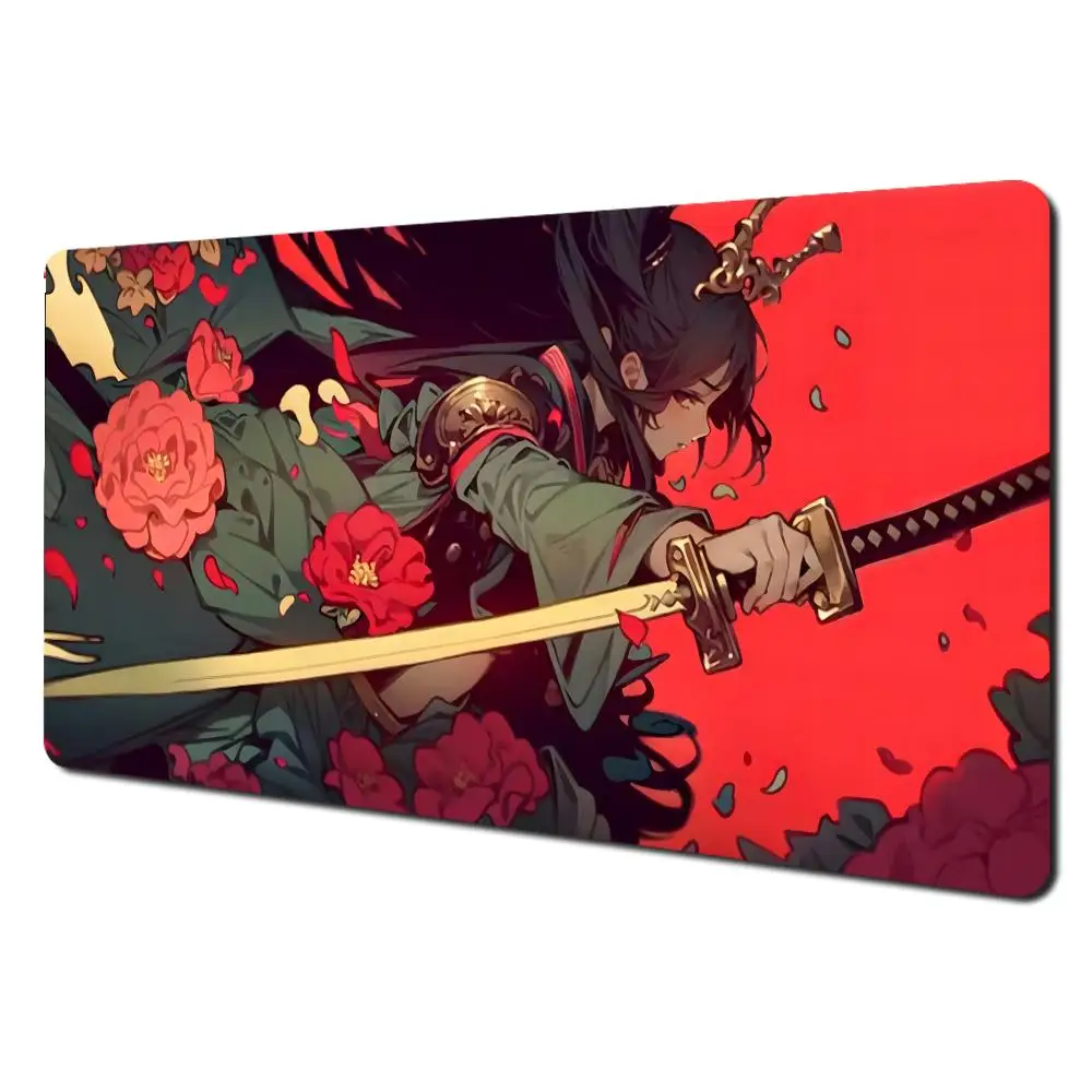 

Japanese samurai flower Mouse Pad Large Gaming Non-slip Desk Accessory Aesthetic Laptop Tablet Mat Nootbook Game Rug PC Playmat