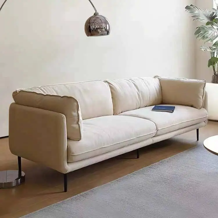 Modern Living Room Sectional Sofa With Comfort Cushions And Synthetic Leather Upholstery For Family Seating And Home Lounge Use