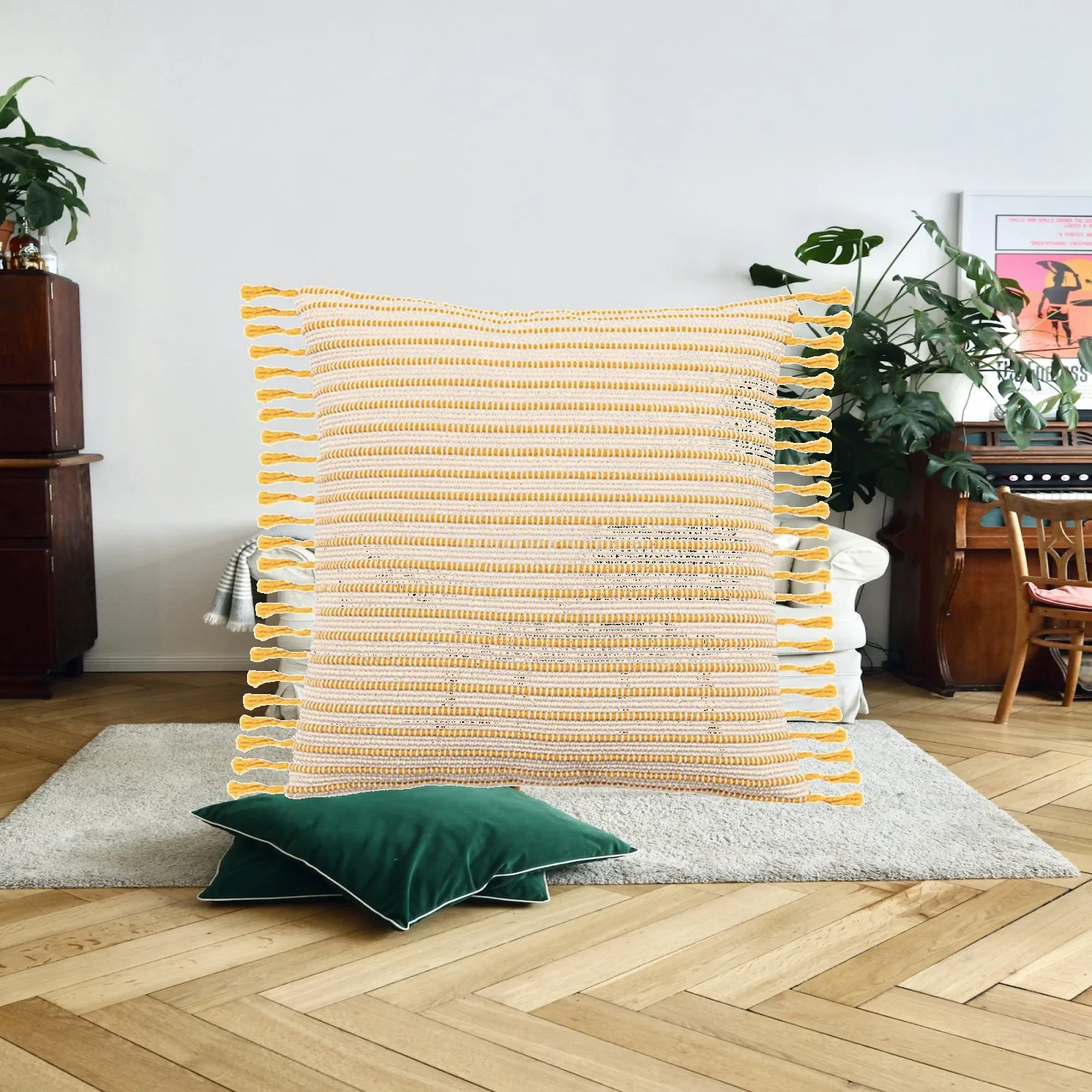 Macrame Cushion Cover -friendly Decorative Cushion Cover Pillowcase with Zipper Closure