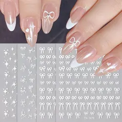 2pcs Cartoon White Bowknot Slider Mini Lace Ribbon Bow Butterfly Nail Stickers Lovely Japan Style Star Dot Charms Manicure Decor
