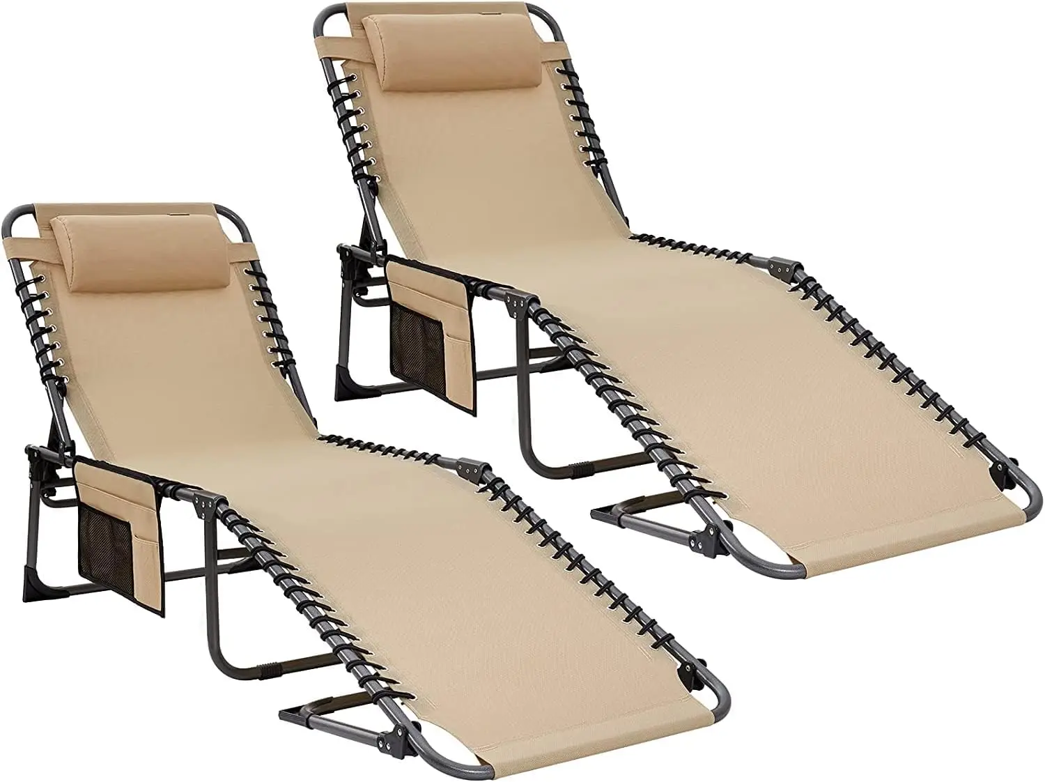 

Chaise Lounge Outdoor Adjustable Textilene Waterproof Patio Lounge Chair,Folding Tanning Chair For Lawn,Beach,Pool And