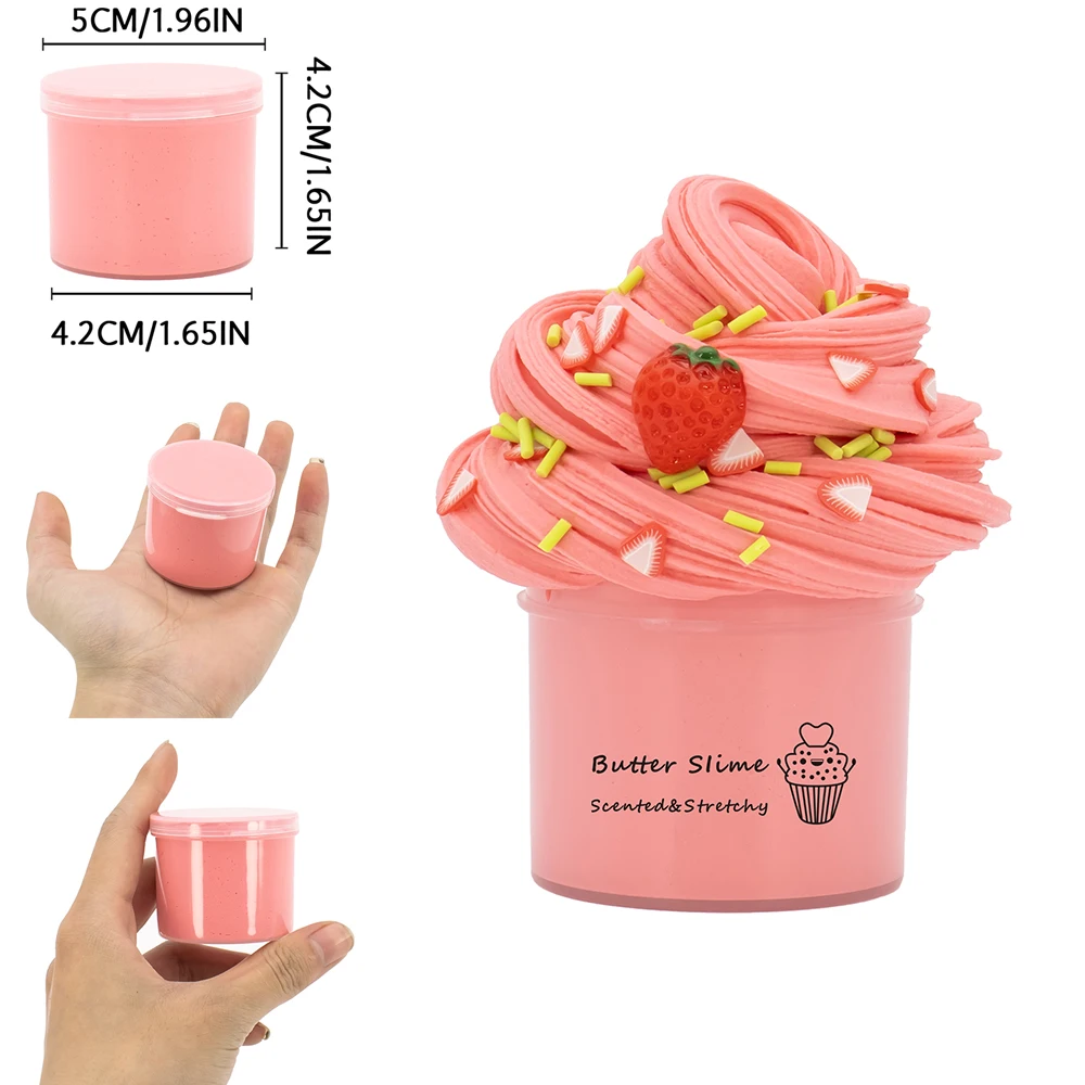 3Packs 70ml Butter Fluffy Slime Set Watermelon Slime DIY Making Set Birthday Gifts Non Sticky Super Soft Sludge Polymer Clay Toy