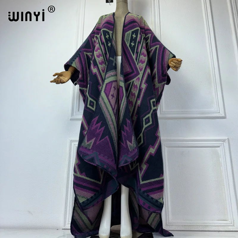 WINYI African womens coats winter maxi party dress Female abaya Autumn outfits for women cardigan Open Front Loose Kimono
