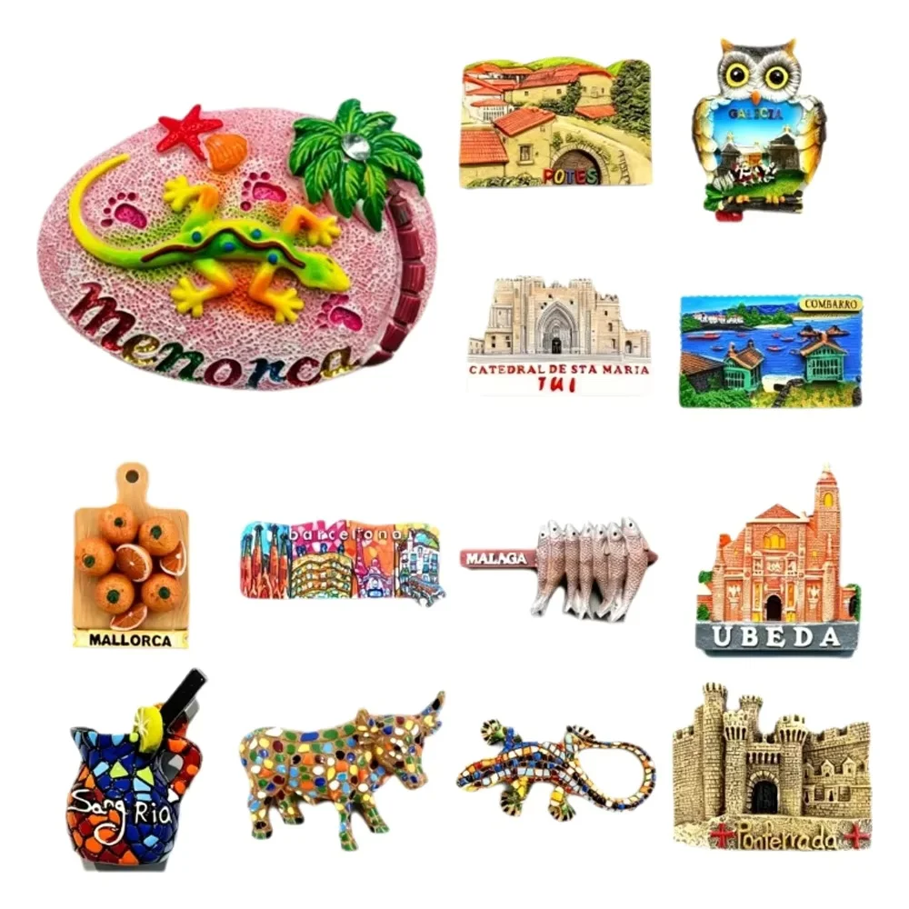 3D Spain Fridge Magnets, Spanish Tourist Souvenir Resin Magnetic Stickers, European Travel Home Decor Gift