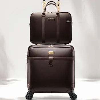 16 zoll Business Trolley Reise Handtasche Laptop Lagerung Box Set Gepäck Tasche PU Computer Koffer Stumm Universal Rad Gepäck