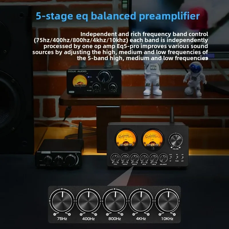 （Popular Items Today）EQ5 TONE 5-band EQ Equalizer VU Table Bluetooth Pre-stage Desktop Fever Tuner Independent Adjustment