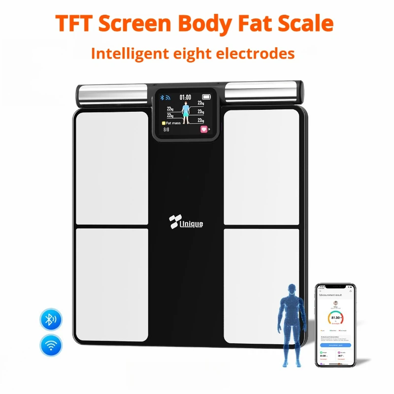 

Eight-electrode bluetooth wifi body fat scale home fitness intelligent weighing TFT color screen electronic scale