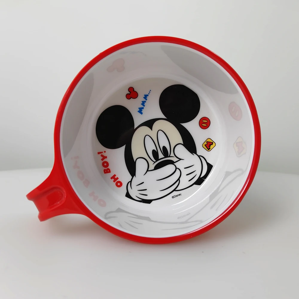 

1pc Disney cartoon Mickey Mouse Minnie Mouse and Stitch two-color single-handle bowl Beautiful durable bowl