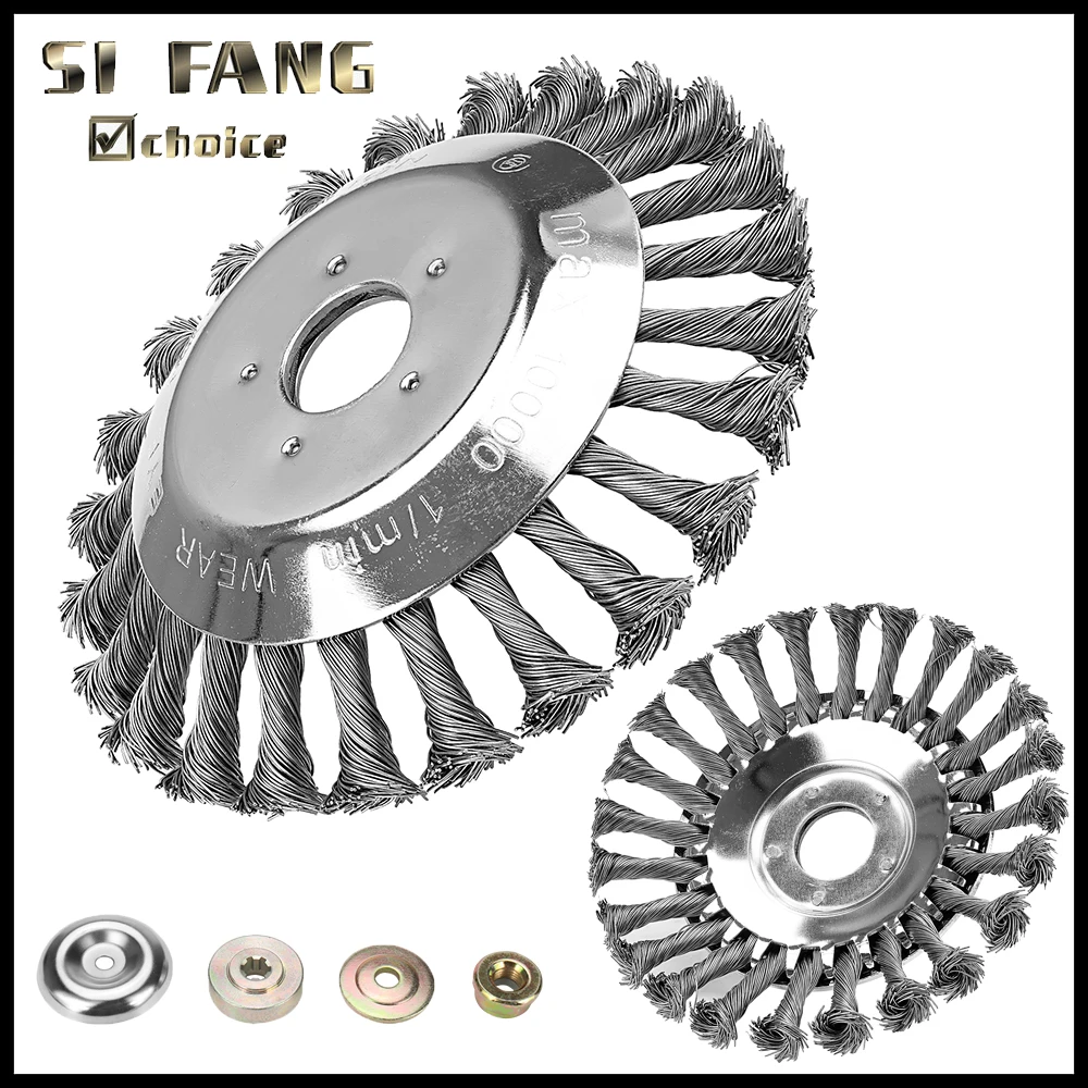 6/8 Inch Steel Wire Rotary Brush Cutter Trimmer Head Weeds Blade Compatible with String Trimmers for Moss Grass Rust Removal