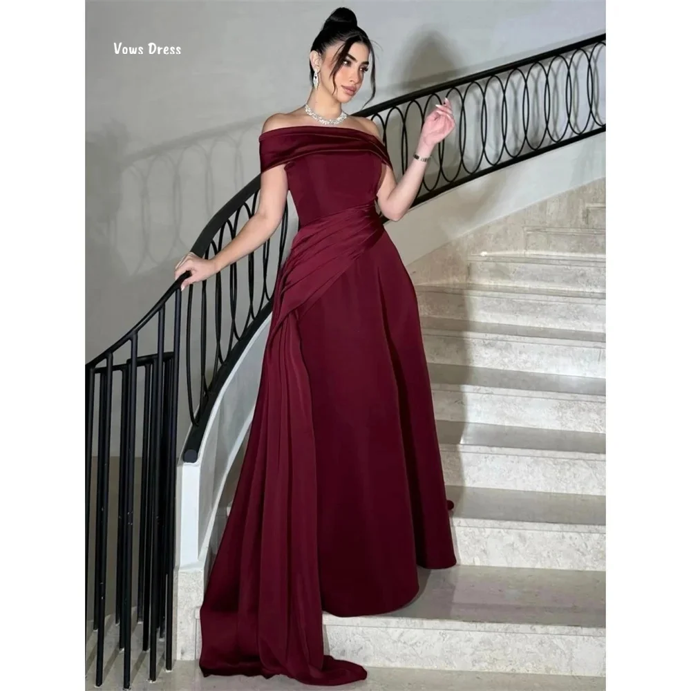 

Vows Line A Evening Dresses for Women Wedding Party Dress Claret Women's Elegant Dresses for Special Occasions Off-shoulder Prom