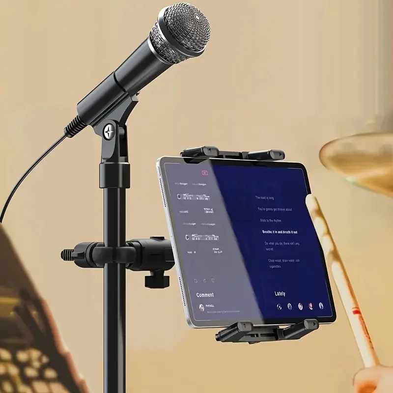 Tablet-Halterung für Mikrofonständer, Mikrofon-Notenständer, Tablet-Halterung für iPad, Smartphone-Tablet-Mikrofonständer für Live-Streaming – Detail 8