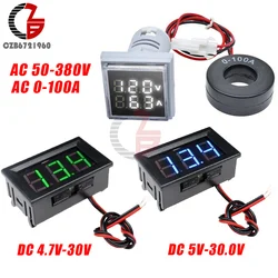 AC 50-380V DC 4.5-30V Digital Voltmeter Ammeter Blue + Green LED Display Amp Volt Meter Gauge Voltage Tester for Car Motorcycle