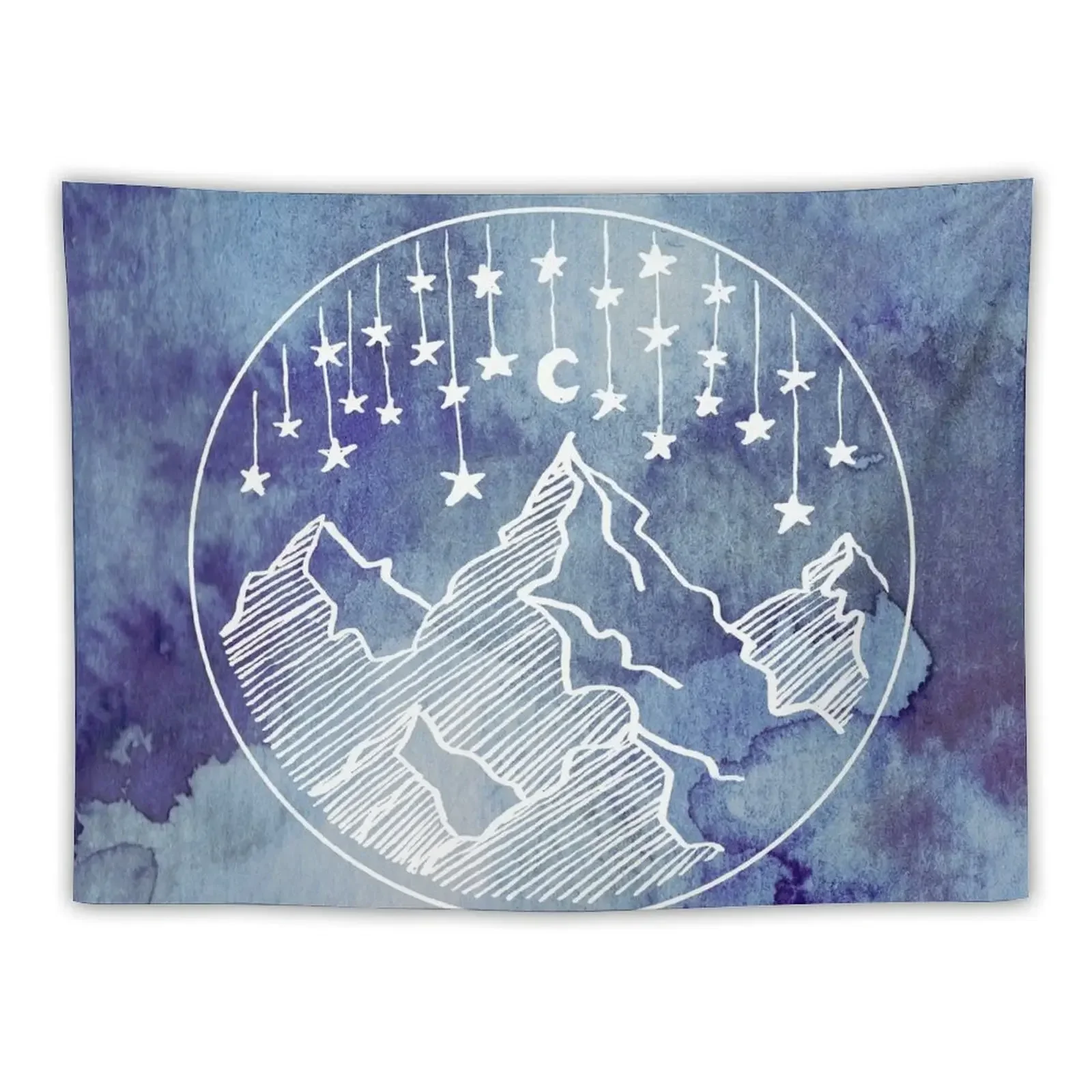 

Watercolor Mountains and Stars Tapestry Home Decor Aesthetic Aesthetic Room Decor Korean Aesthetic Room Decors Tapestry