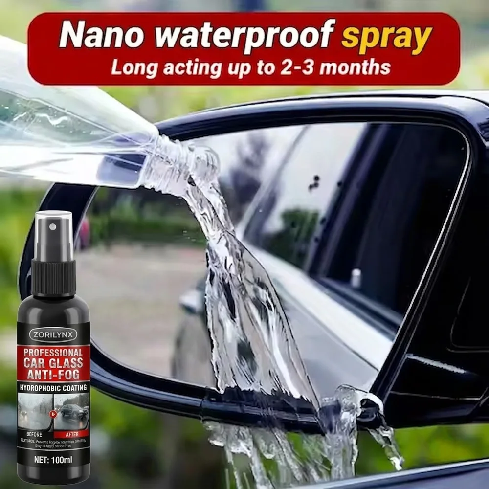 100ml Car Glass Anti Rain Spray Hydrophobic Nano Coating Waterproof Agent Clear Vision Oil Film Remover Window Mirror Shield
