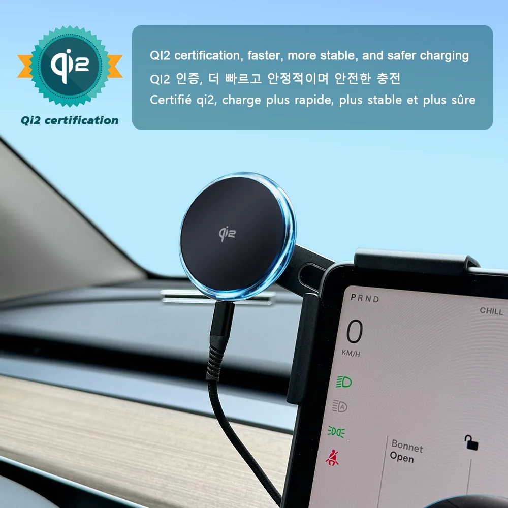 Qi2 15W 25W Magnetic Wireless Charger Phone Holder Screen Mount Compatible with MagSafe For Tesla Model YL Y Juniper 3 Highland