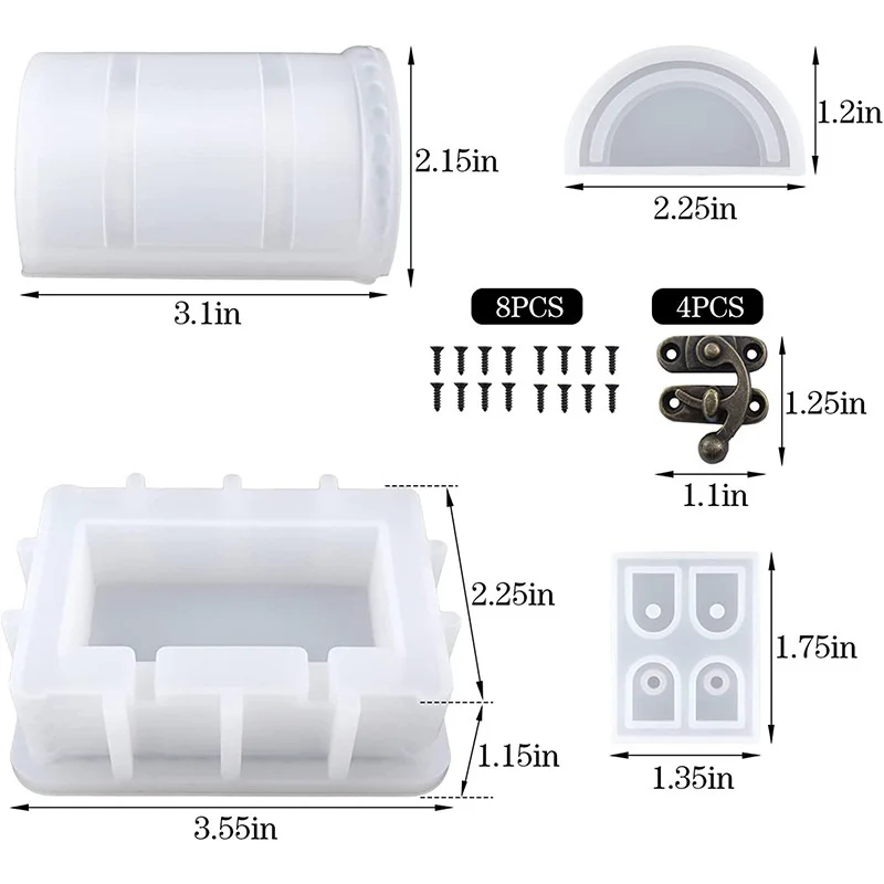 DIY Aufbewahrung sbox Silikon form Set Schatzkiste Schmuck Veranstalter Harz Formen Gips Ton Handwerk Herstellung liefern für Wohnkultur