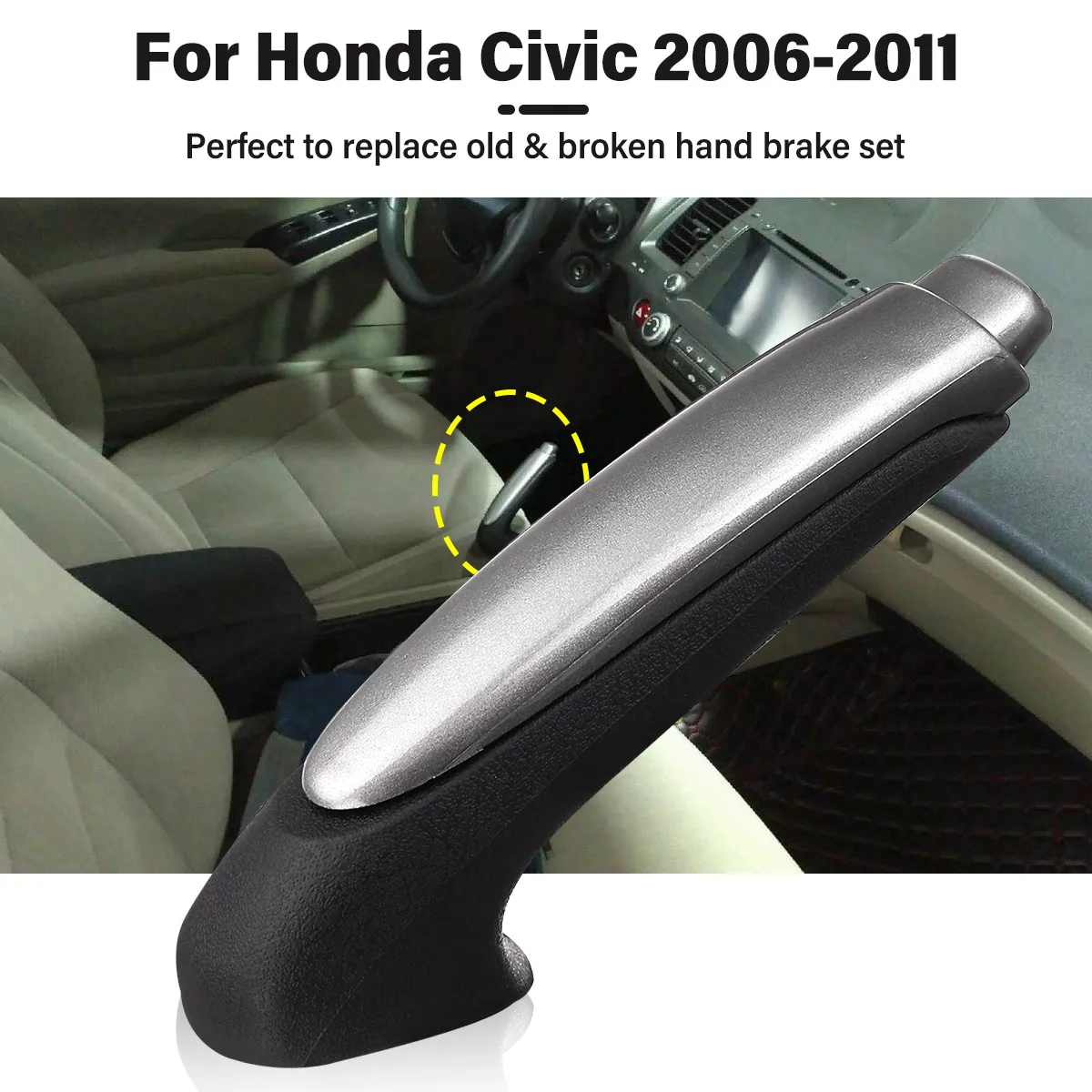 Handbrake Cover Sleeve Protector For Honda Civic 2006-2011 - Anti-Slip Parking Brake Grip Knob Cover, Interior
