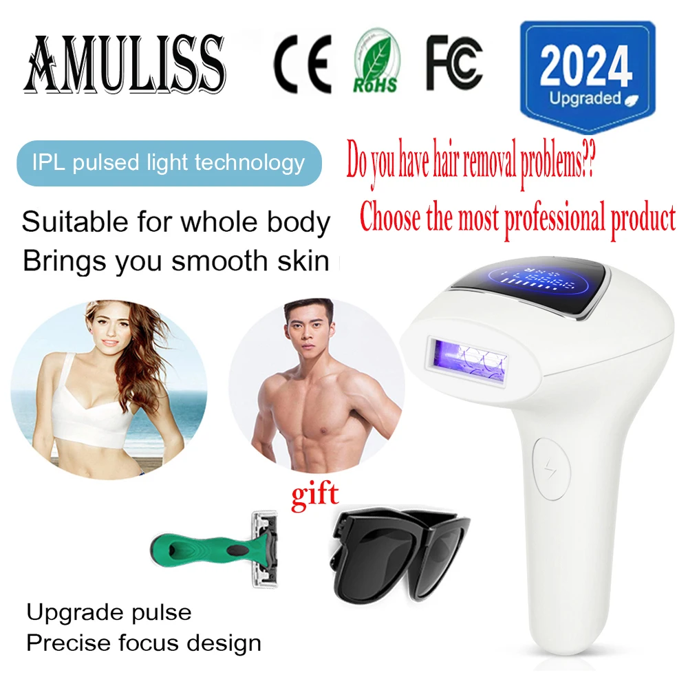 

Amuliss Hair removal IPL Depilator Pulses Permanent Laser Epilator Painless Bikini face and body machine home-appliance Devices