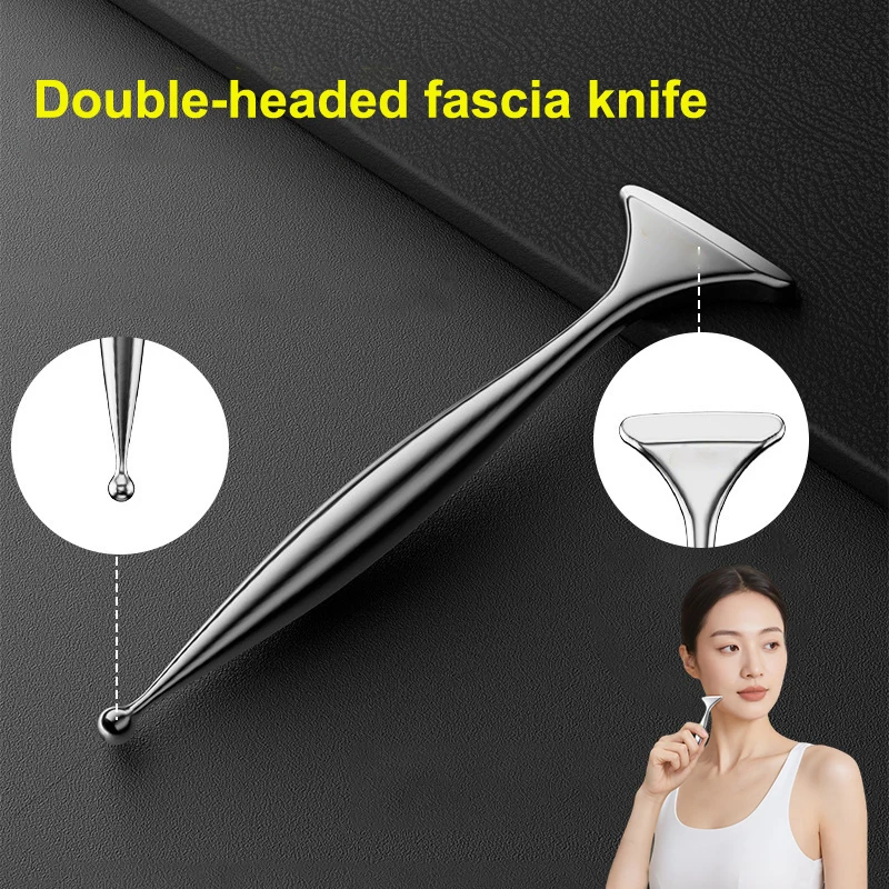 

〔San〕Stainless Steel Muscle Fascia Pen Facial Neck Massager Lifting Scraping Acupuncture Pen Double Heade Ear Point Probe Rod