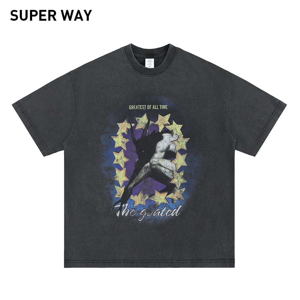 

Superway Original Design Minotaur Graphic Printed Men's T-Shirt Oversized Cotton Short Sleeves Tee Hip Hop Streetwear Retro Tops