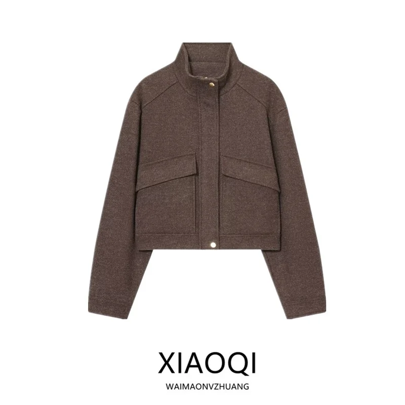 

2025 Winter New Arrival Women's Commute Versatile Soft Stand Collar Jaet Outerwear Faionable ort Length Button Closure