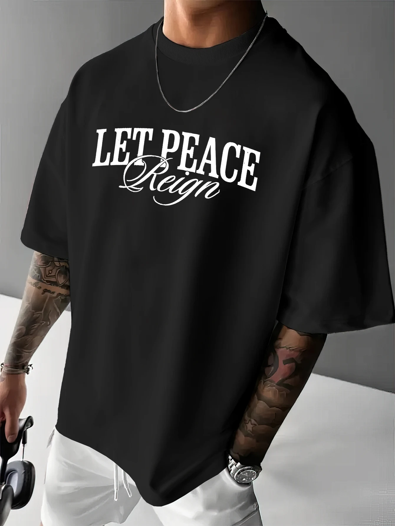 Men's Oversized Christian Faith T-shirt Brand Vintage Peace Dove Bible Verse Graphic Print Loose Fit Cotton Short Sleeve White C
