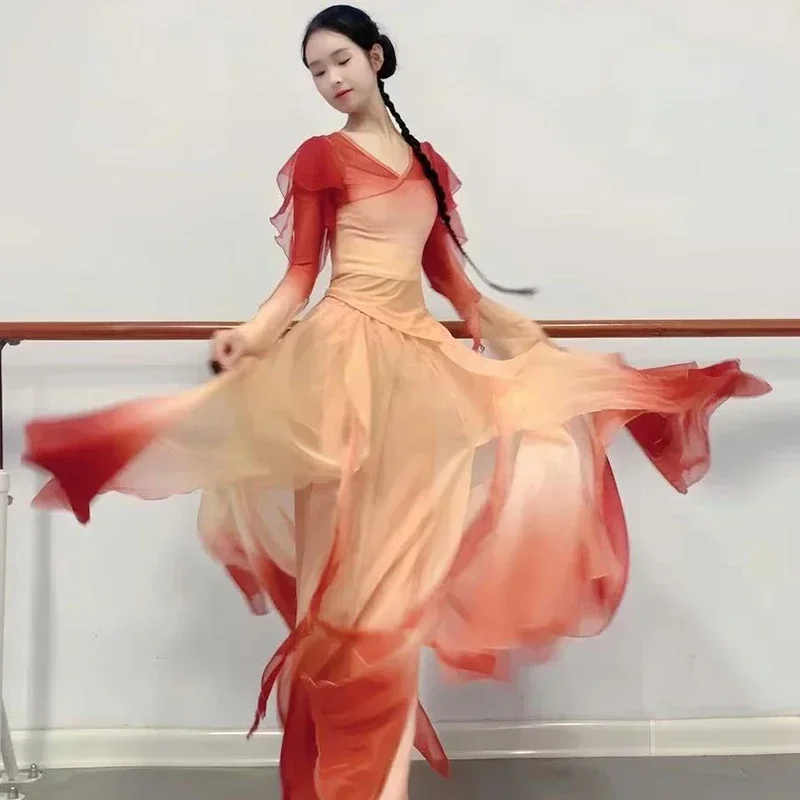 

New classical dance costume gauze dress elegant Chinese dance performance Chinese style costume set Hanfu women's clothing