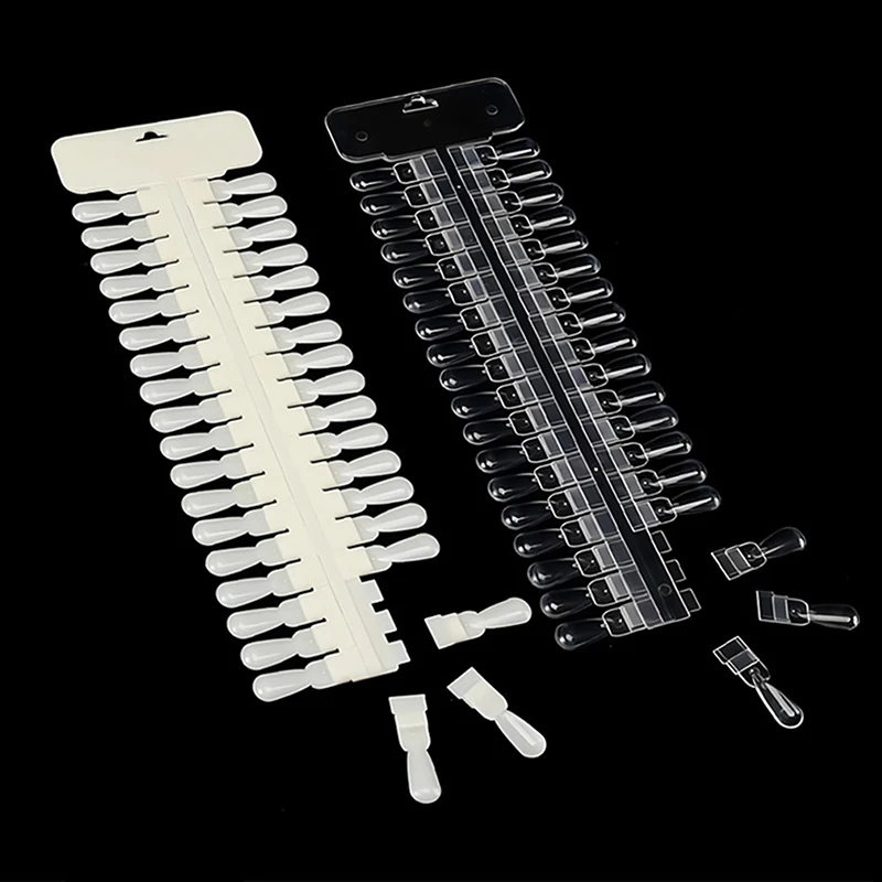 36 pçs cartão de cor natural/transparente removível exibição da arte do prego dicas falsas rack lágrima design manicure gel polonês ferramenta prática