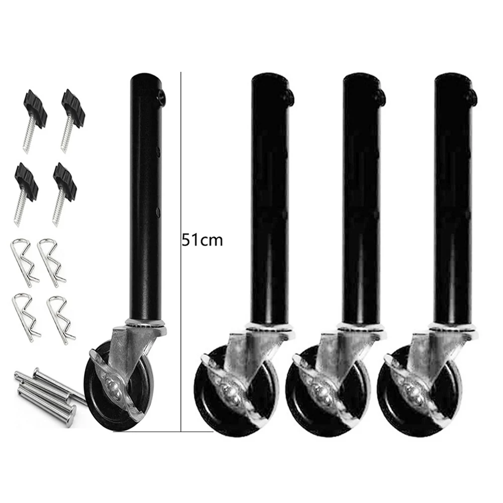 4x Spring Loaded Wooden Tubular Gate Caster Supporting Wheel Mouting Plate Heavy Duty Table Leg Caster Extender Patio Garden